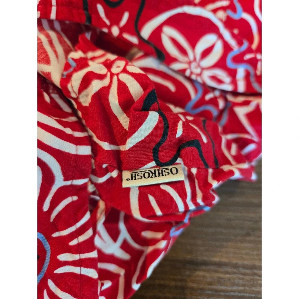 OshKosh Bgosh Girls Red Floral Starfish Tie Front Button Up Shirt 4T